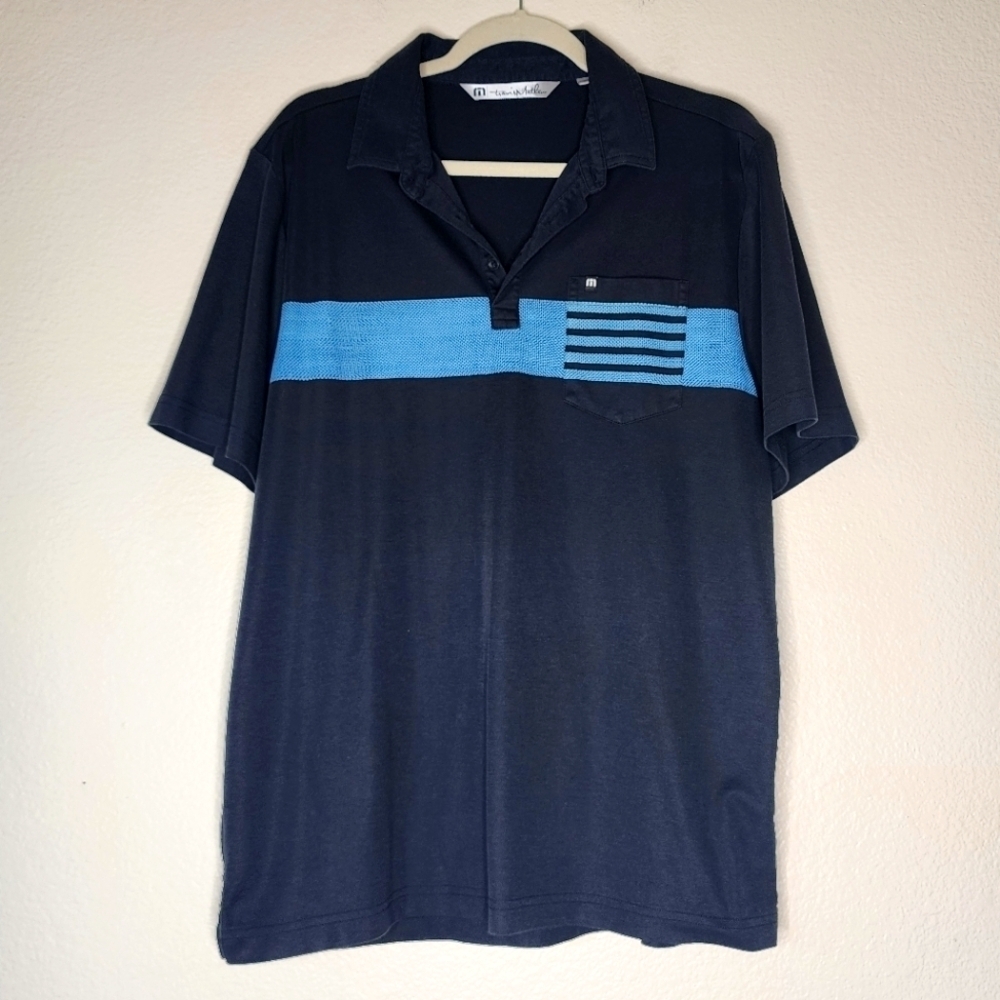 Travis Mathew Blue Pima Cotton Blend Golf Polo L